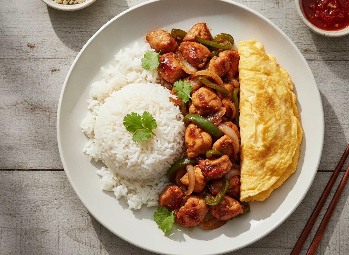 Mixed Rice with Chicken, Omelette and Rice photo