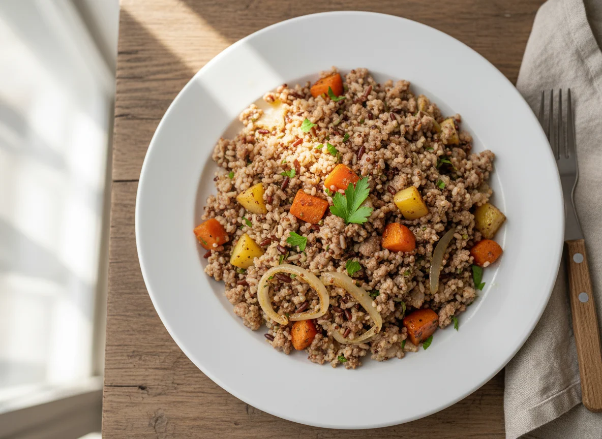 Mixed Rice with Ground Meat and Vegetables photo