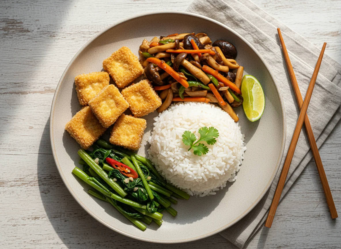 Mixed Rice with Tofu and Vegetables photo