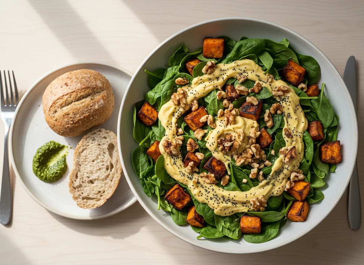 Mixed Salad Bowl with Bread photo