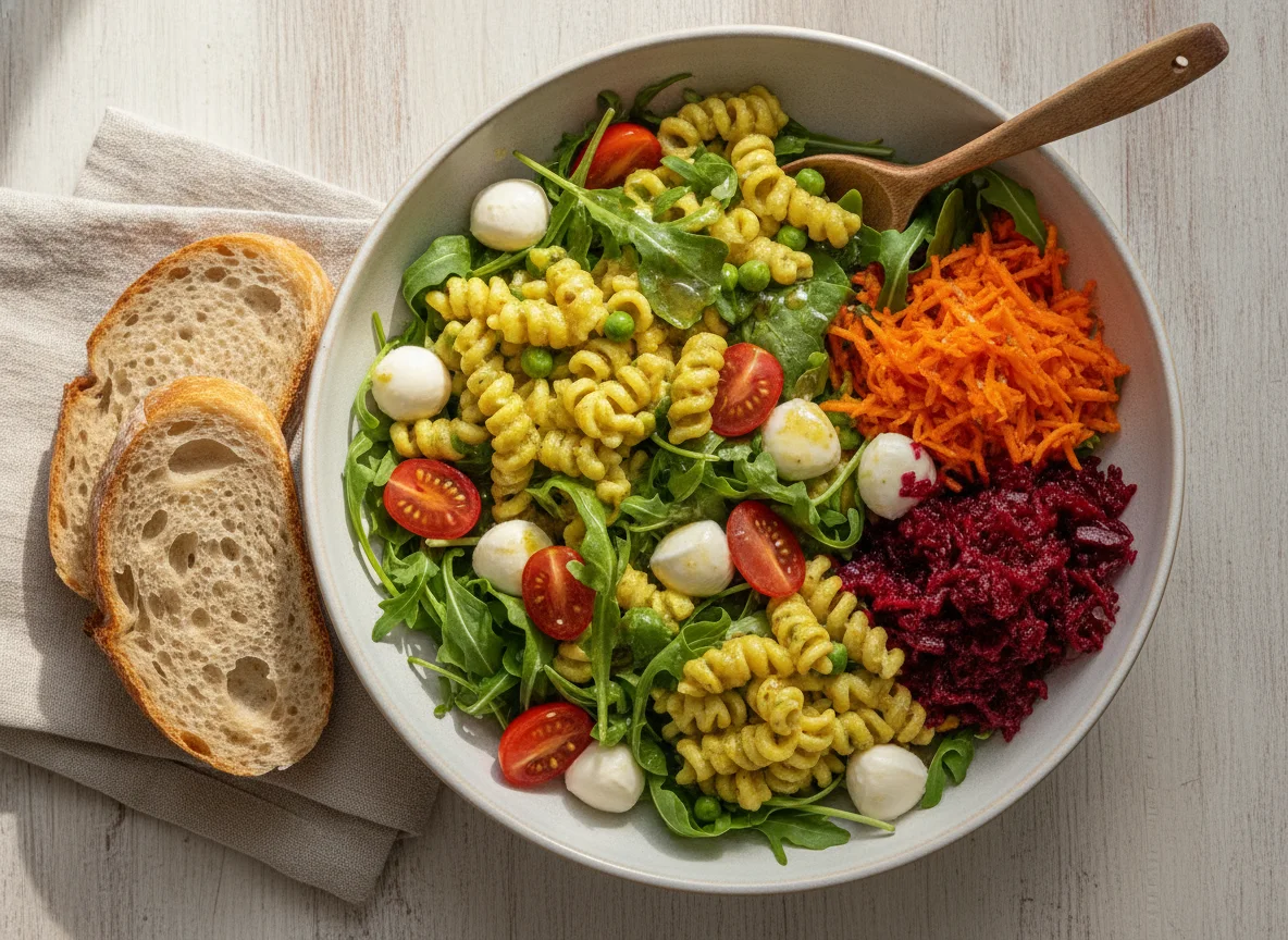 Mixed Salad Bowl with Sourdough Bread photo