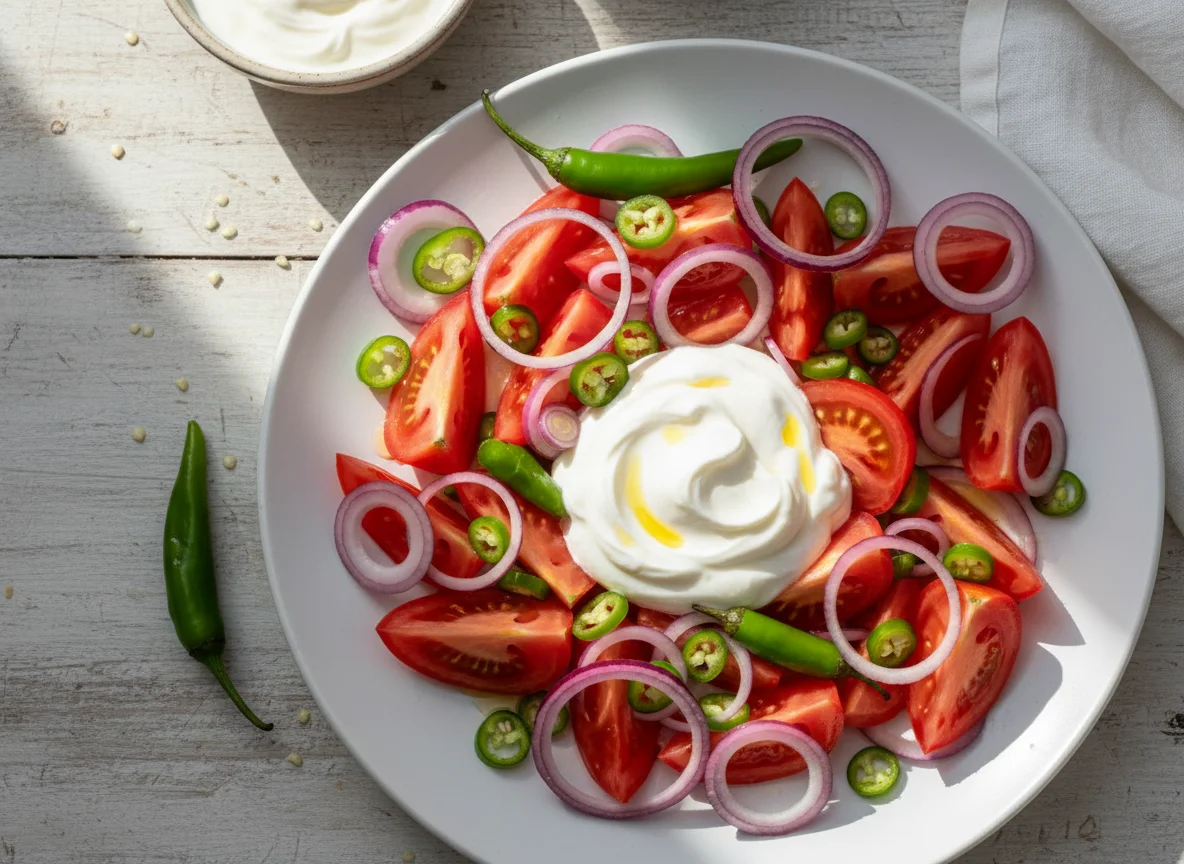 Mixed Salad Ingredients with Yogurt photo