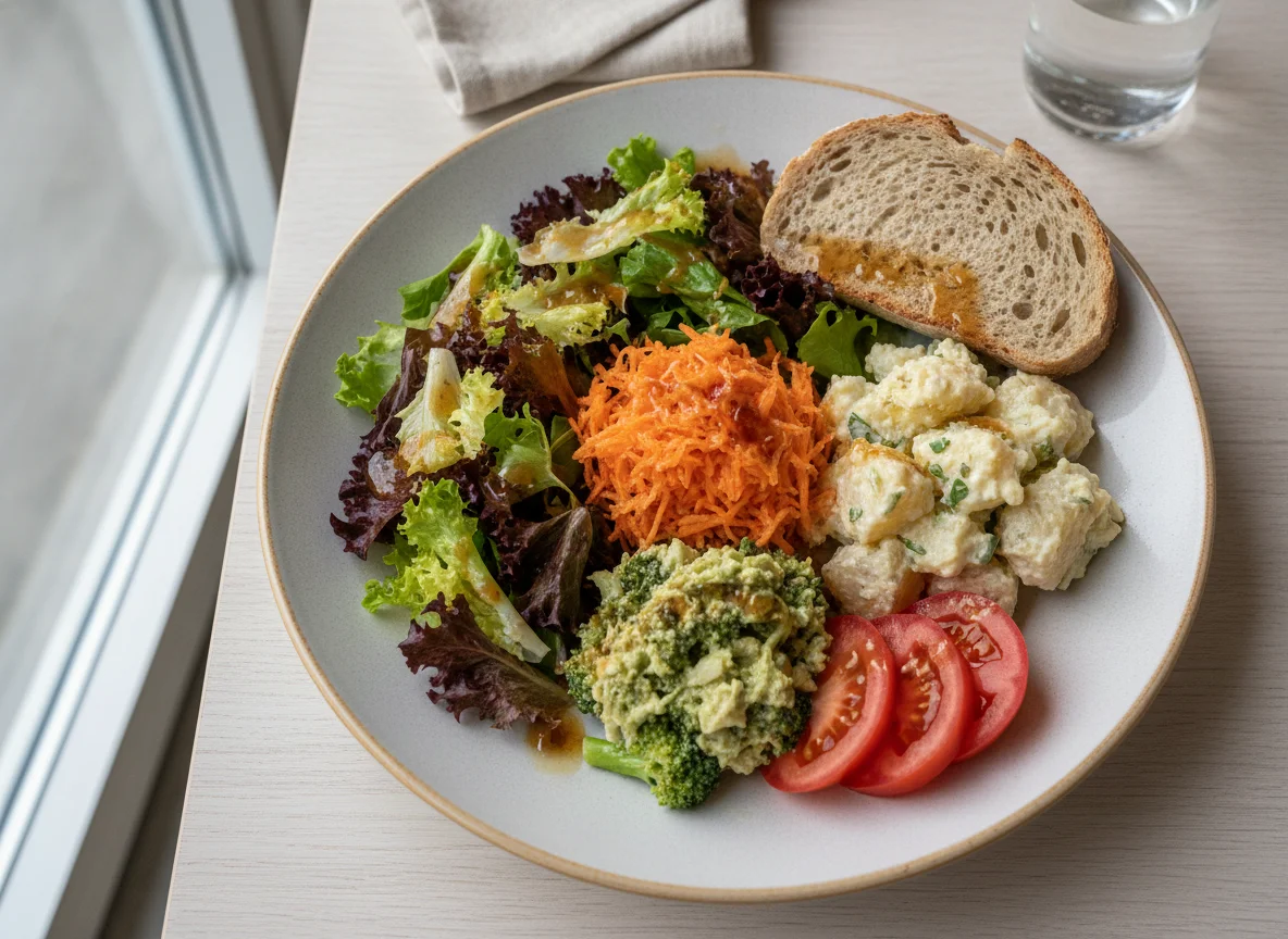 Mixed Salad Plate with Bread photo