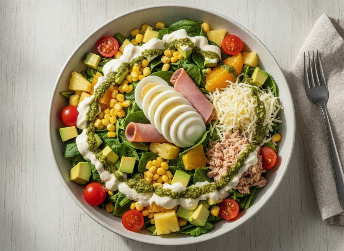 Mixed Salad Plate with Egg and Ham photo