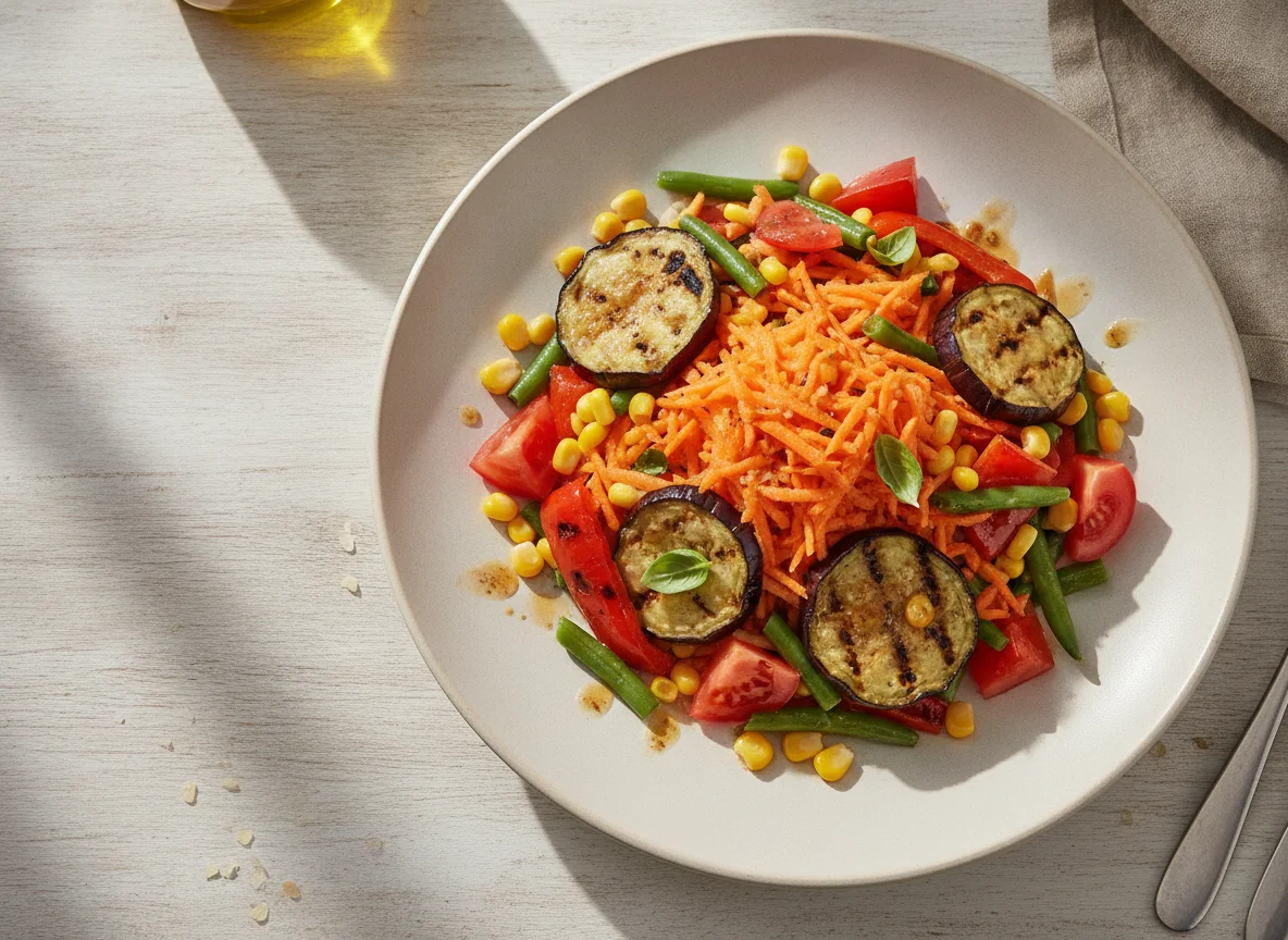 Mixed Salad Plate with Grilled Vegetables photo