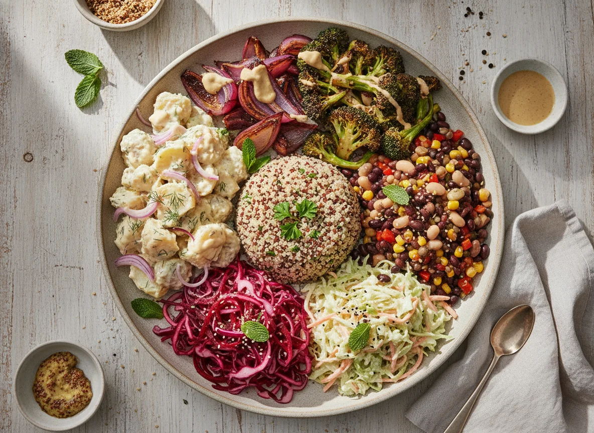 Mixed Salad Platter with Quinoa and Roasted Vegetables photo