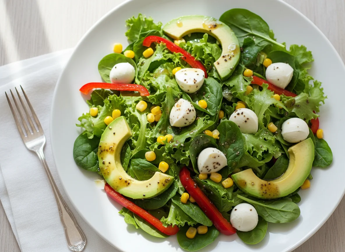 Mixed Salad with Avocado and Mozzarella photo