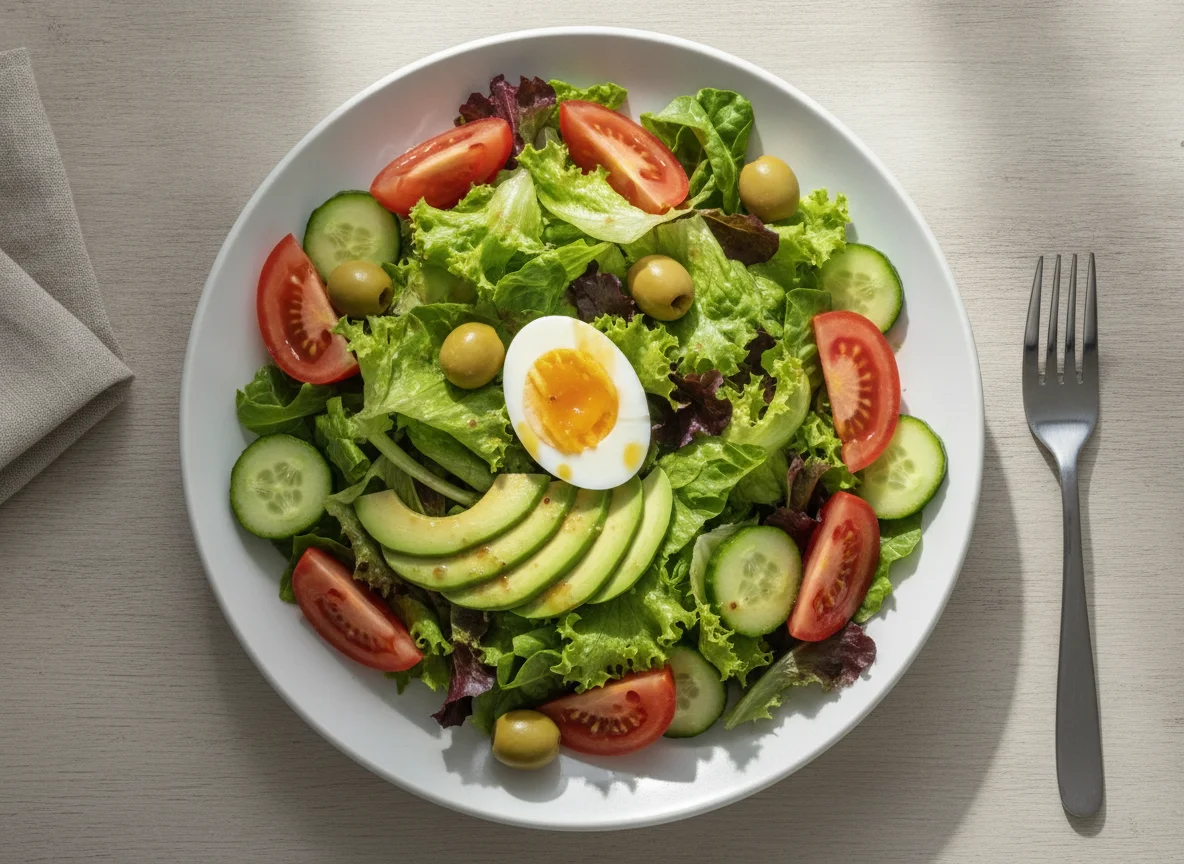 Mixed Salad with Boiled Egg and Avocado photo