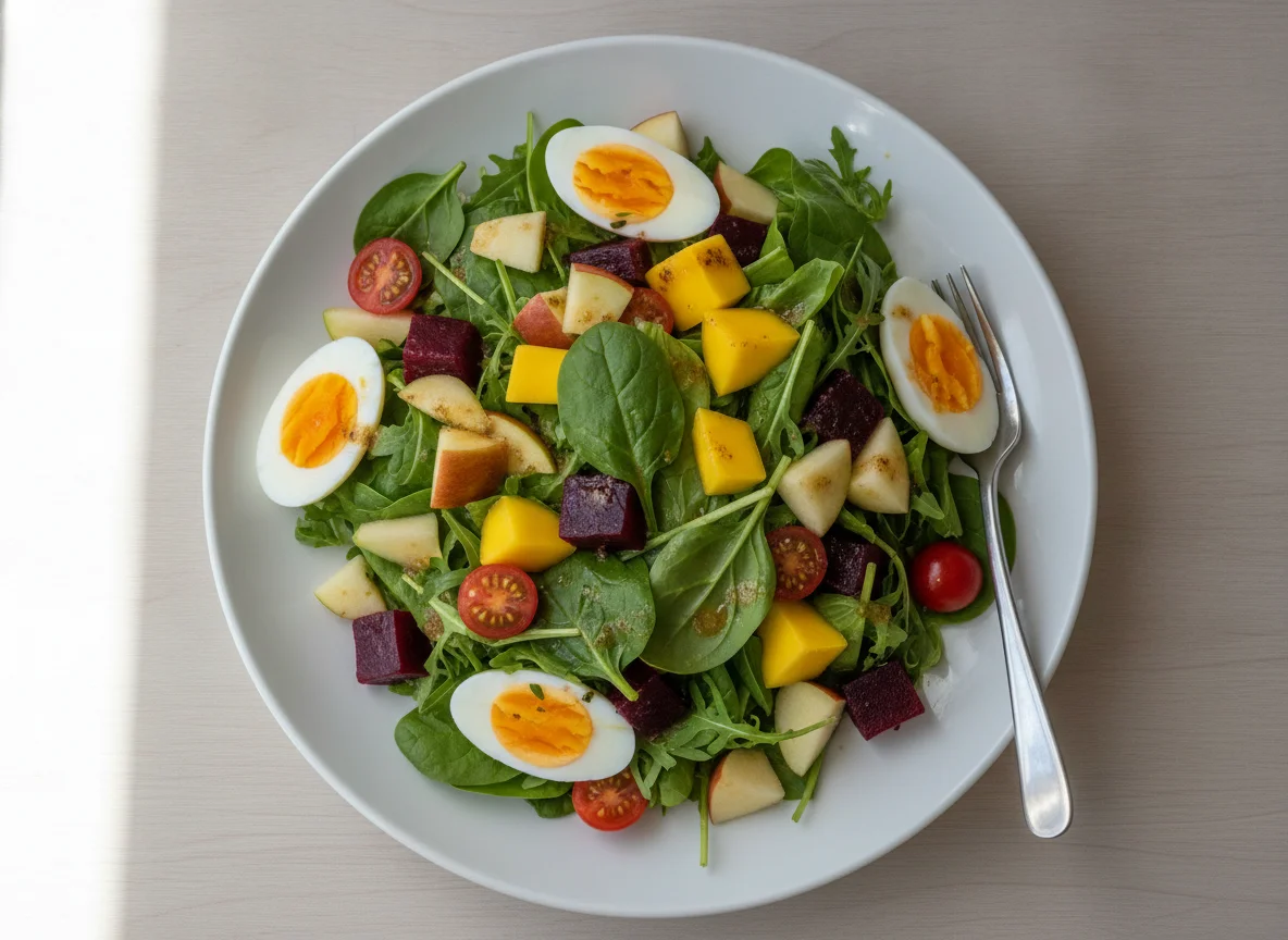 Mixed Salad with Boiled Eggs and Beetroot photo