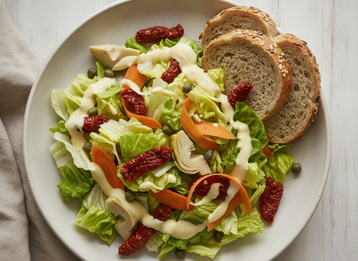 Mixed salad with bread photo
