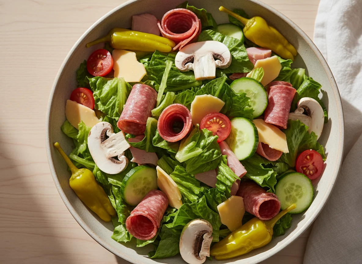 Mixed Salad with Cheese and Deli Meats photo