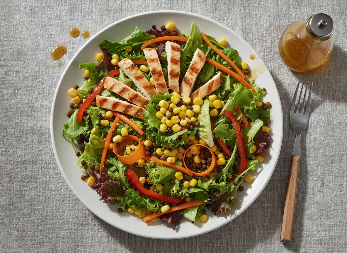 Mixed Salad with Chicken and Corn photo