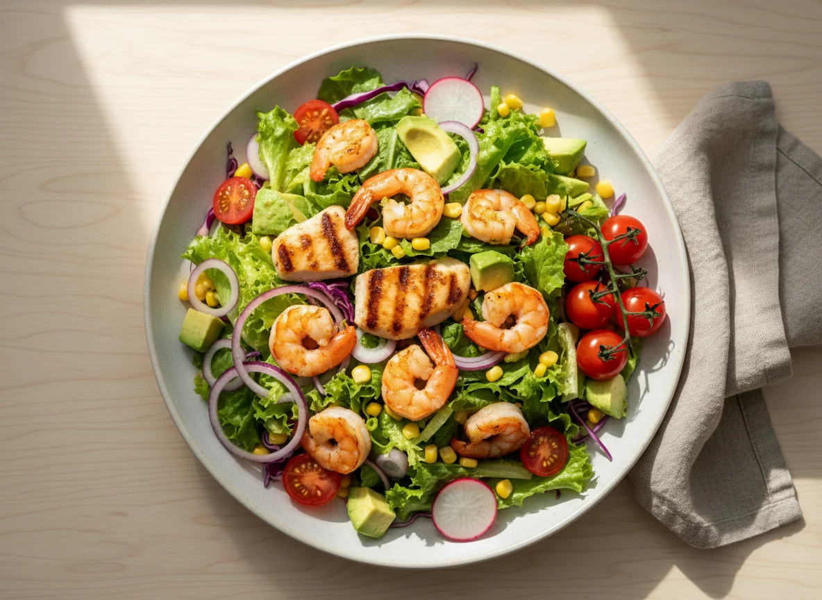 Mixed Salad with Chicken and Shrimp photo