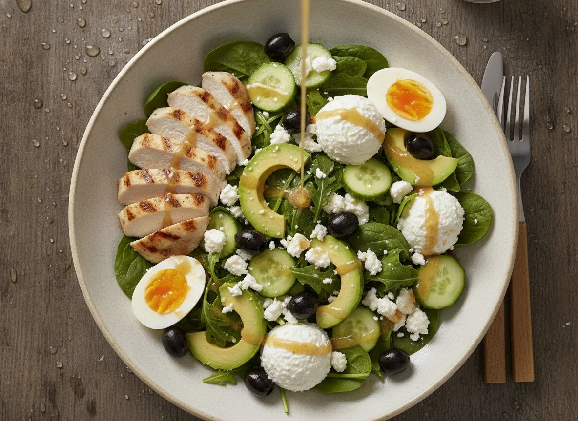 Mixed Salad with Chicken, Avocado, and Egg photo