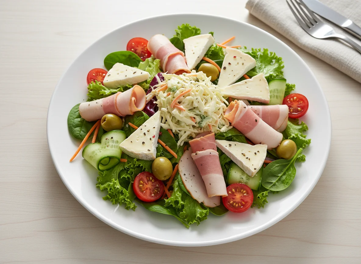 Mixed Salad with Cold Meats and Cheese photo