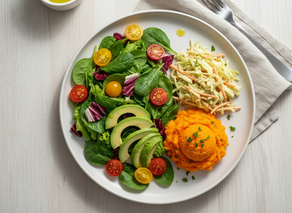 Mixed Salad with Coleslaw and Mashed Carrot photo