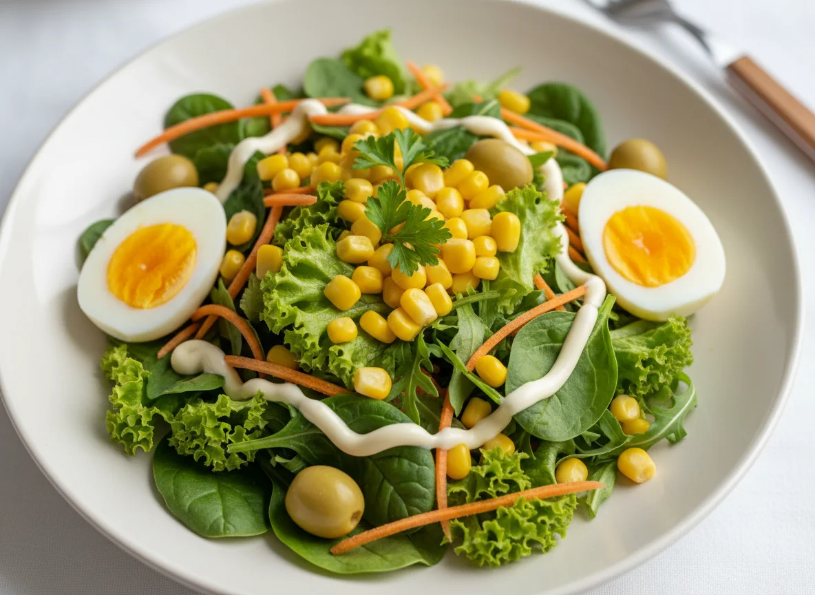Mixed Salad with Egg and Corn photo