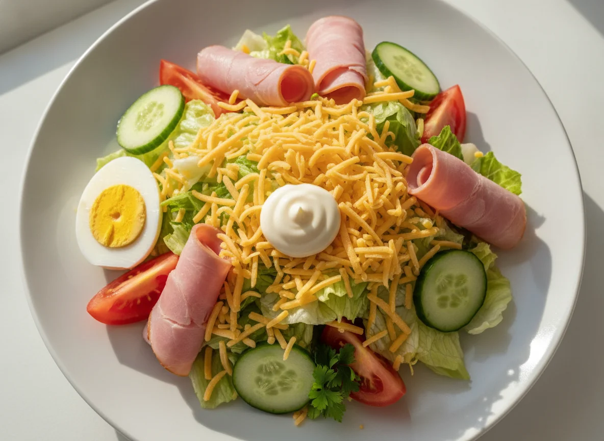 Mixed Salad with Egg, Ham, and Cheese photo