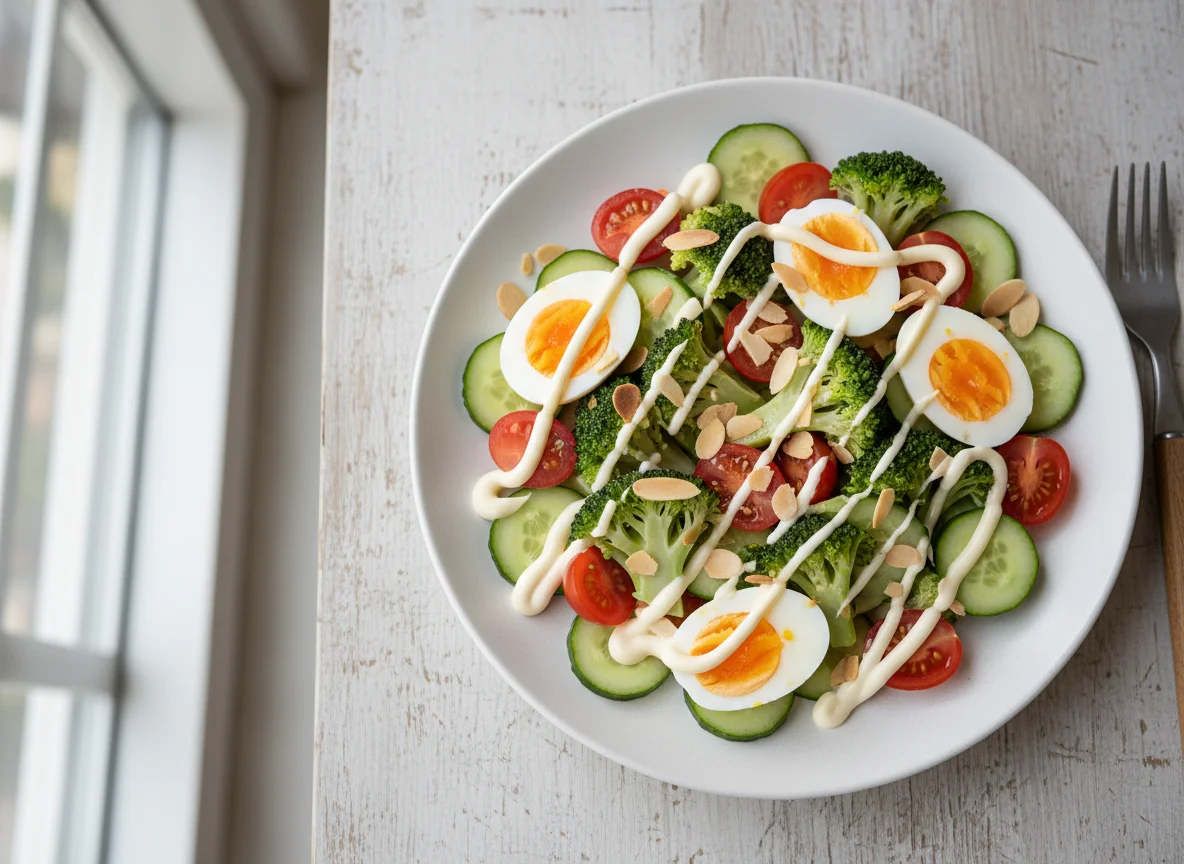 Mixed Salad with Eggs and Dressing photo