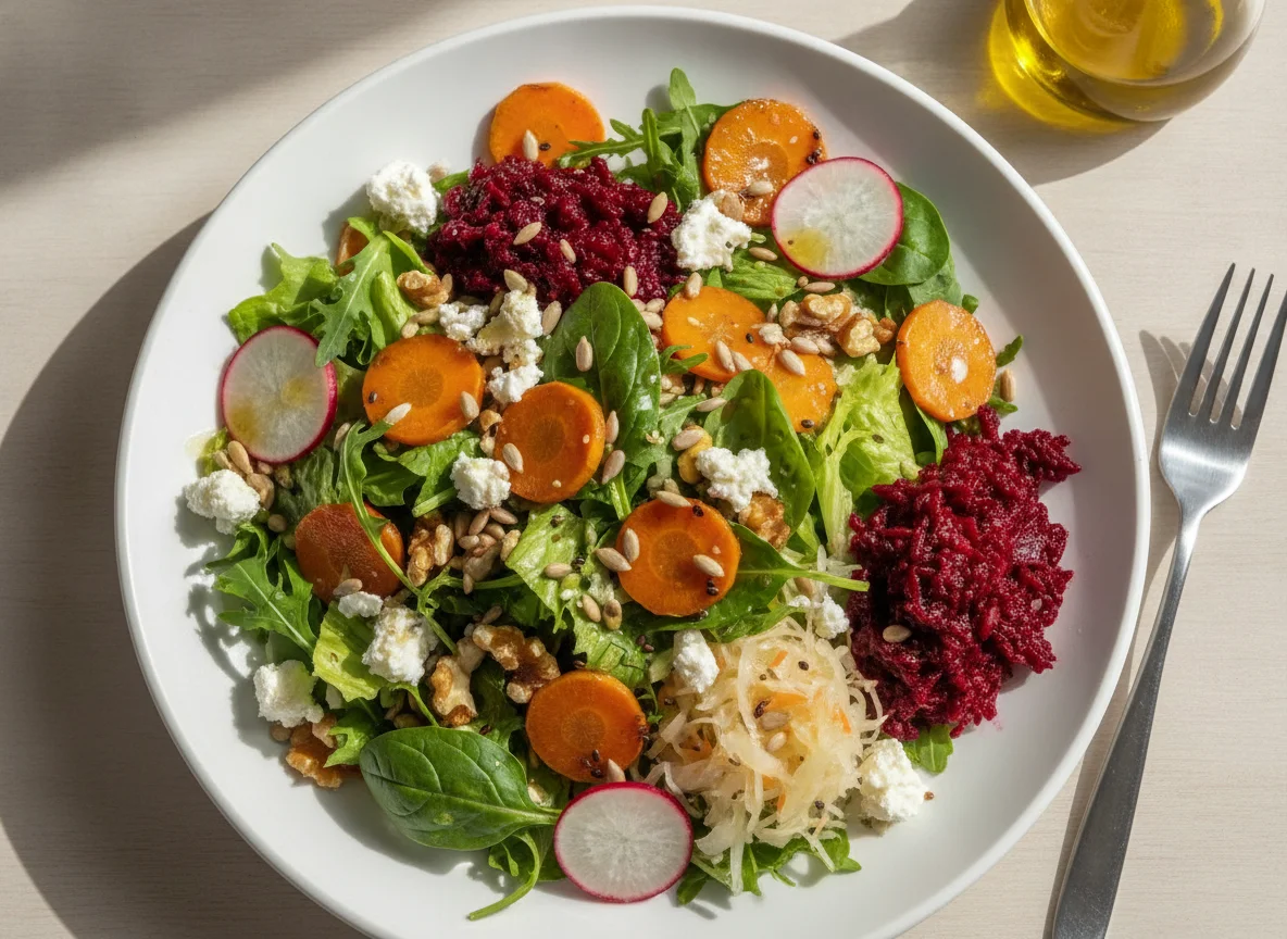 Mixed Salad with Feta and Carrots photo