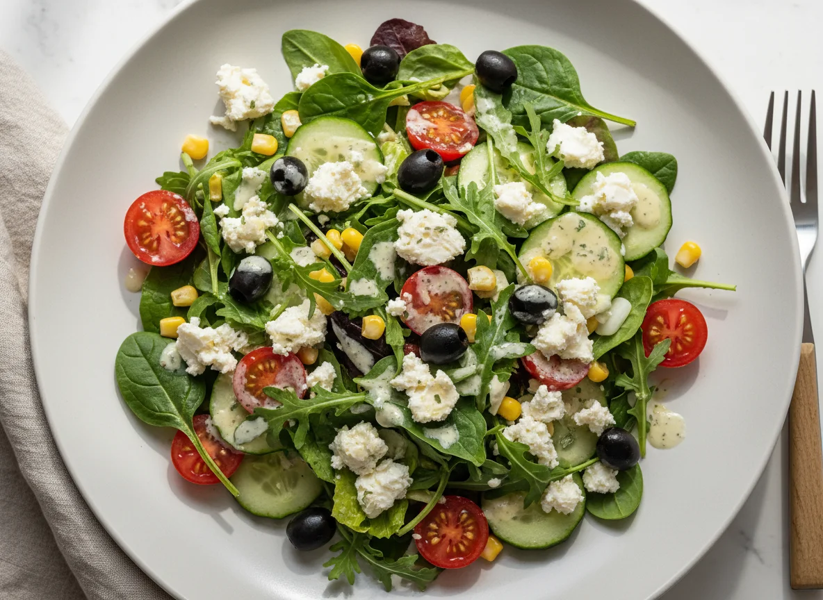 Mixed Salad with Feta and Olives photo