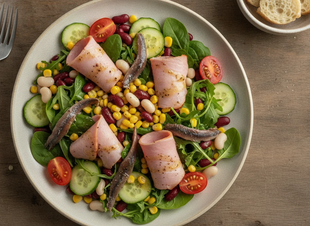 Mixed Salad with Ham, Anchovies, and Beans photo