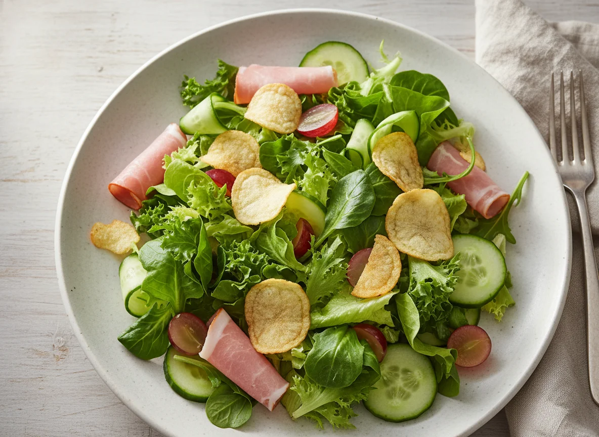 Mixed Salad with Ham and Crisps photo
