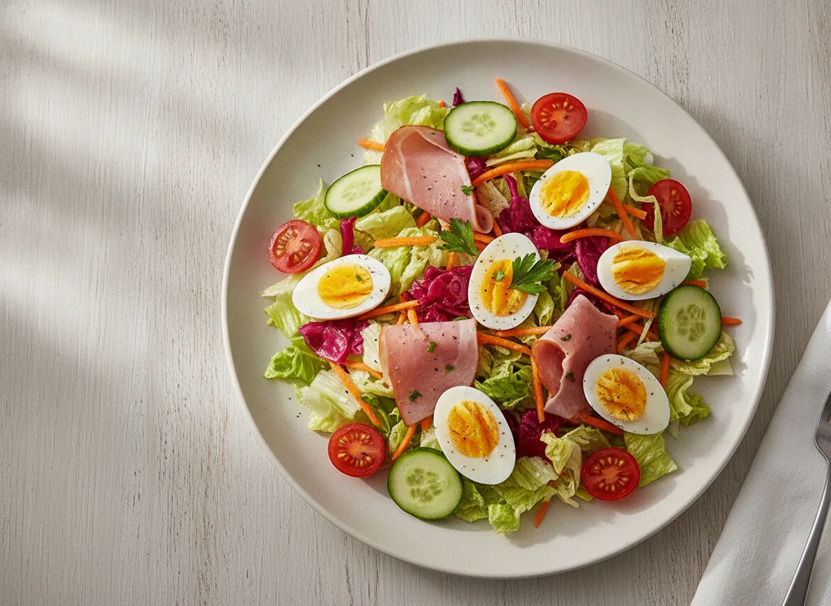 Mixed Salad with Ham and Egg photo