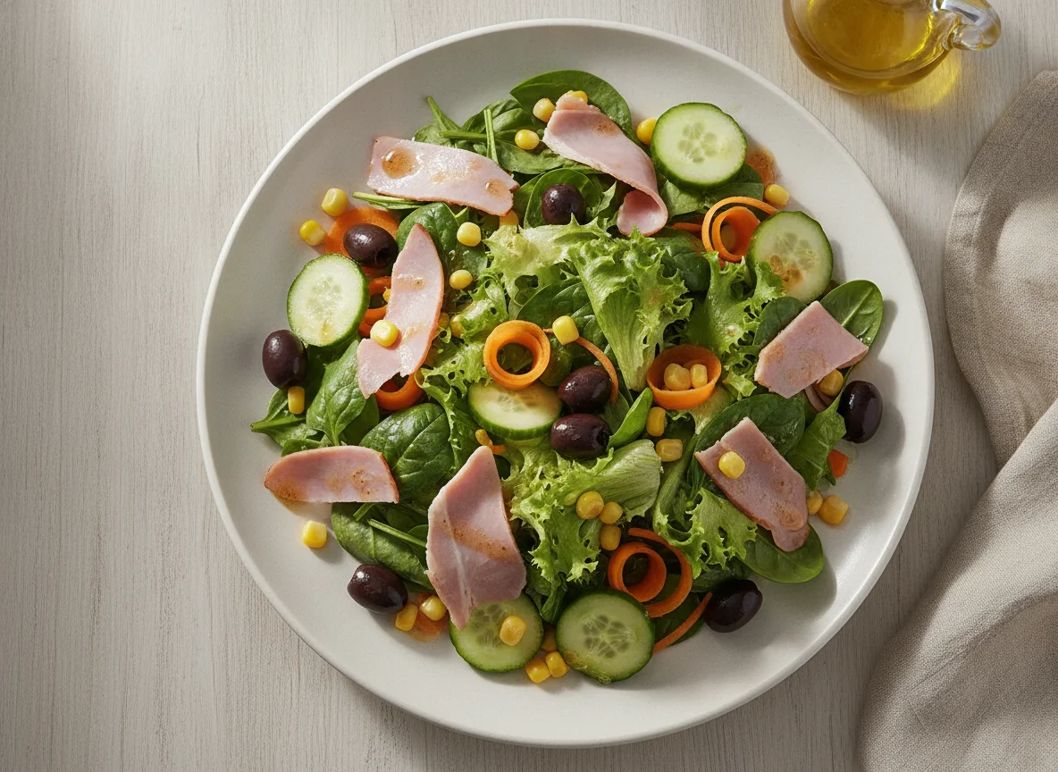 Mixed Salad with Ham and Olives photo
