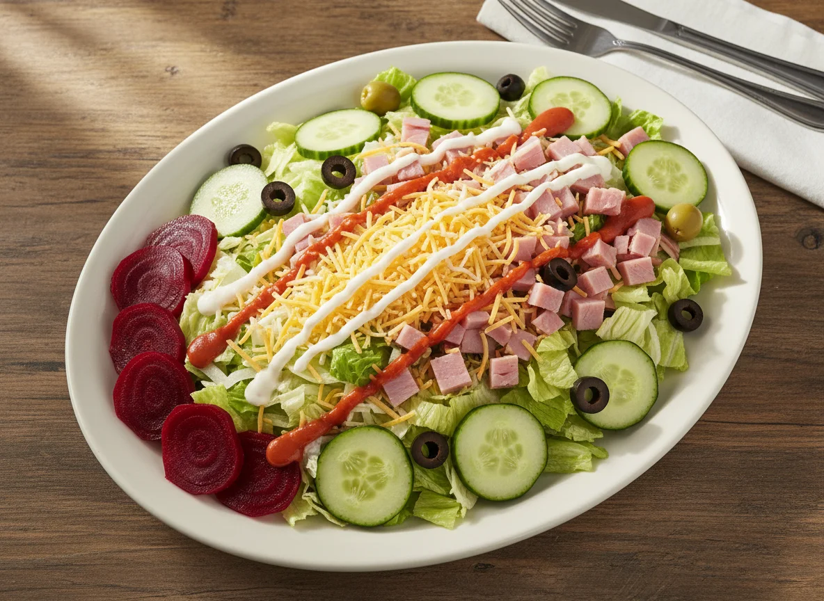 Mixed Salad with Ham, Cheese, and Beets photo