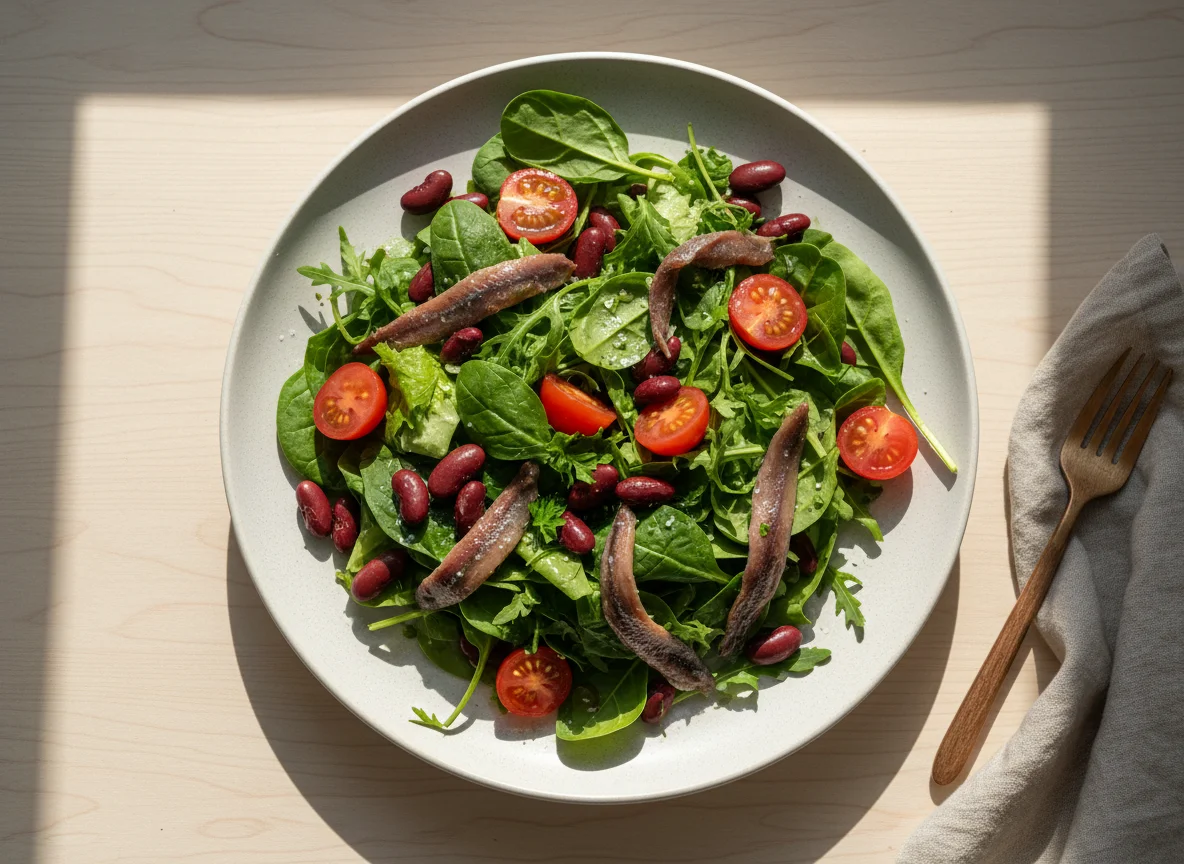 Mixed Salad with Kidney Beans, Tomatoes, and Anchovies photo