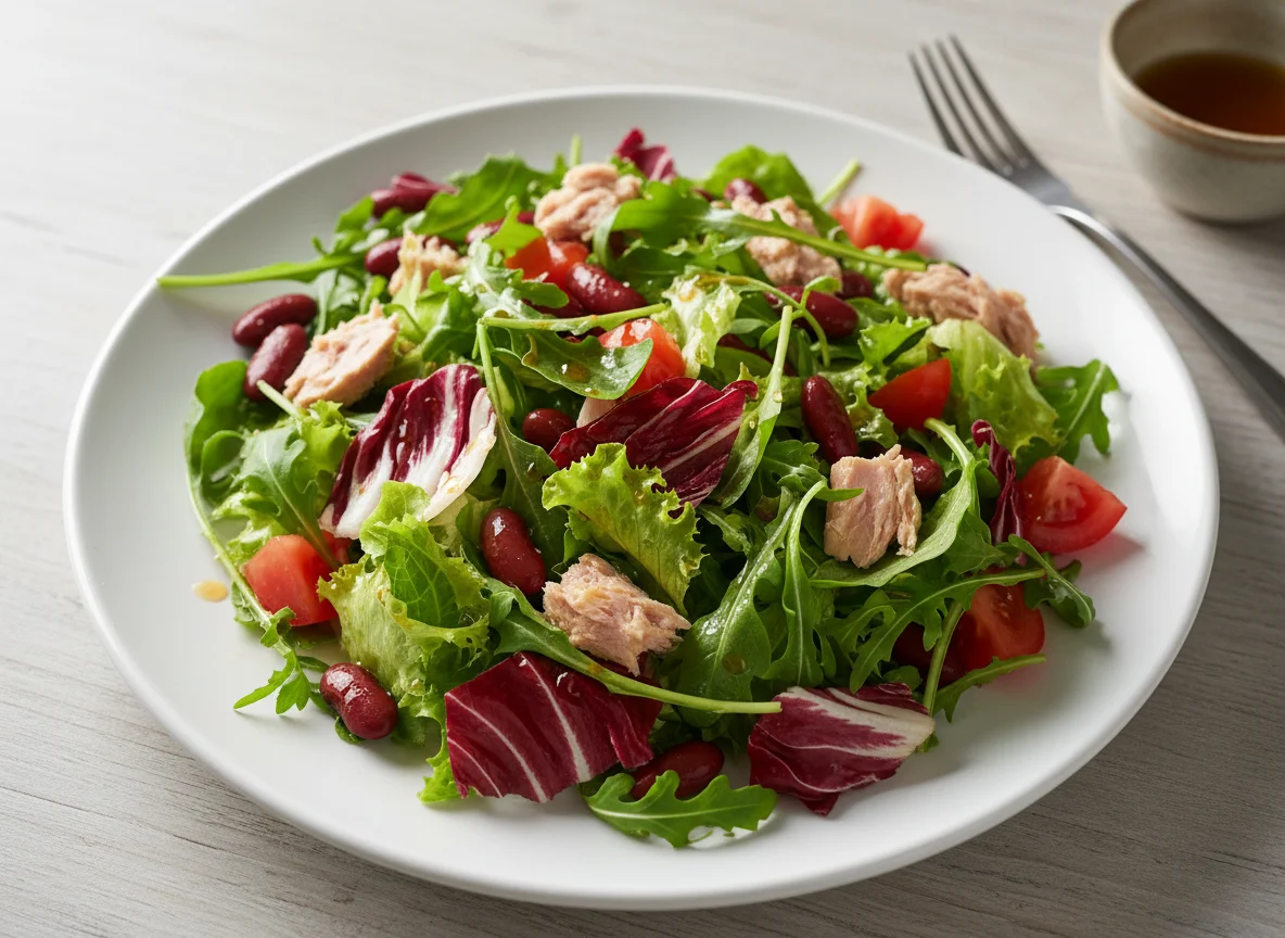 Mixed Salad with Kidney Beans, Tuna, and Tomatoes photo