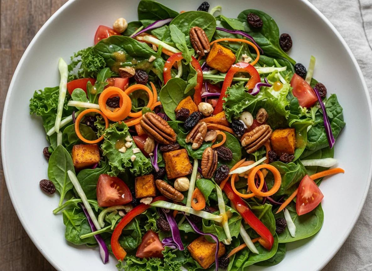 Mixed Salad with Nuts and Dried Fruit photo