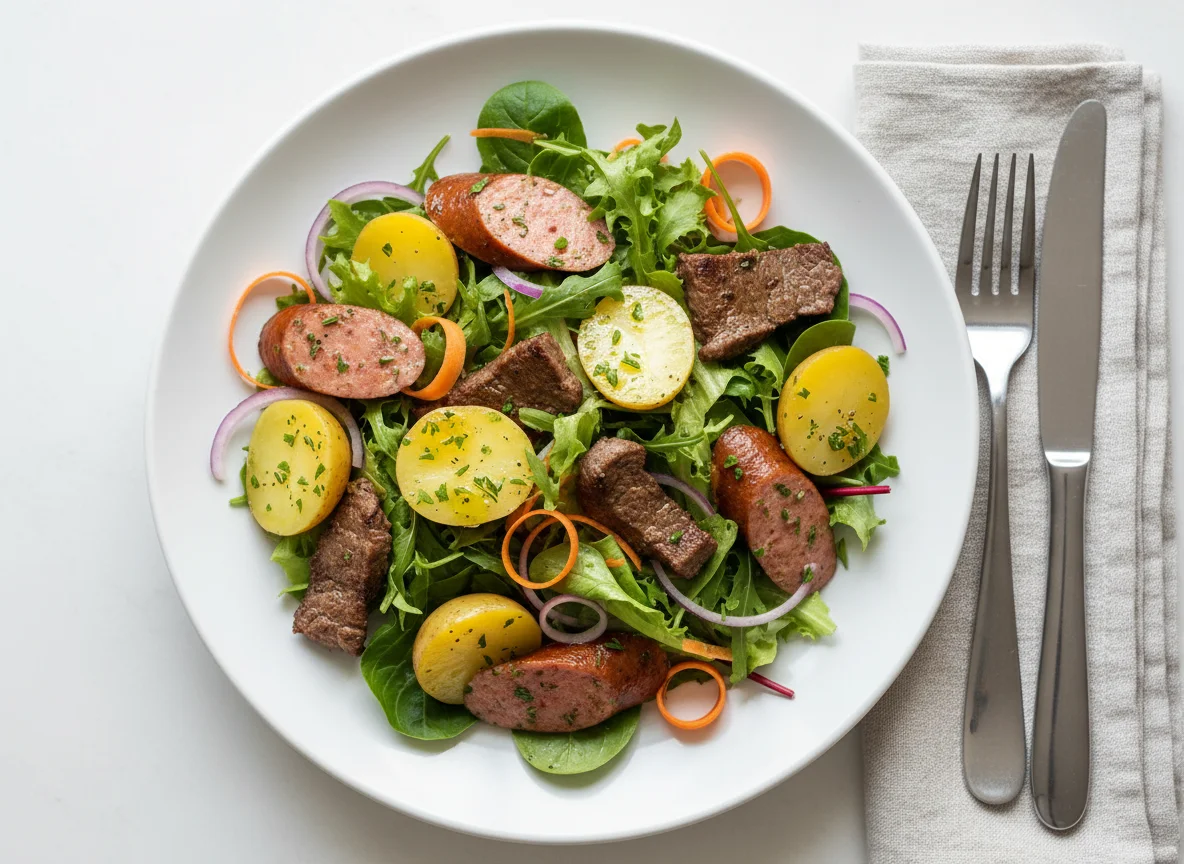 Mixed Salad with Potatoes and Meat photo