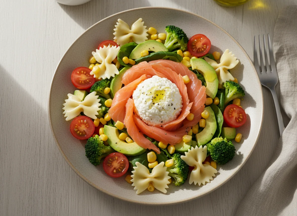 Mixed Salad with Salmon and Avocado photo