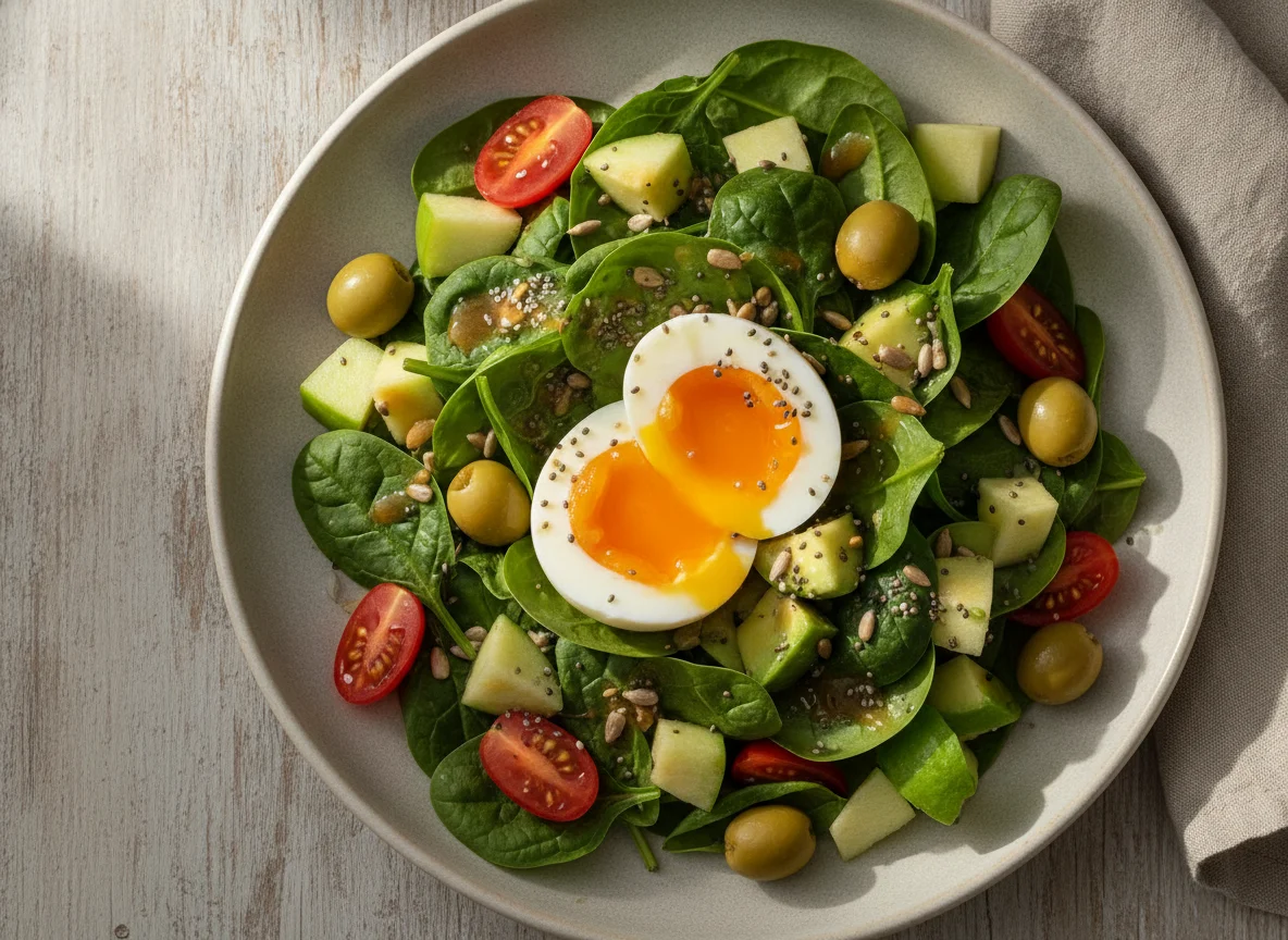 Mixed Salad with Soft Boiled Egg photo