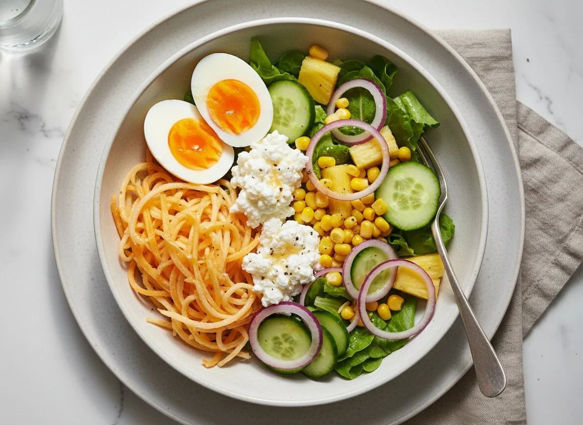 Mixed Salad with Spaghetti Squash and Egg photo