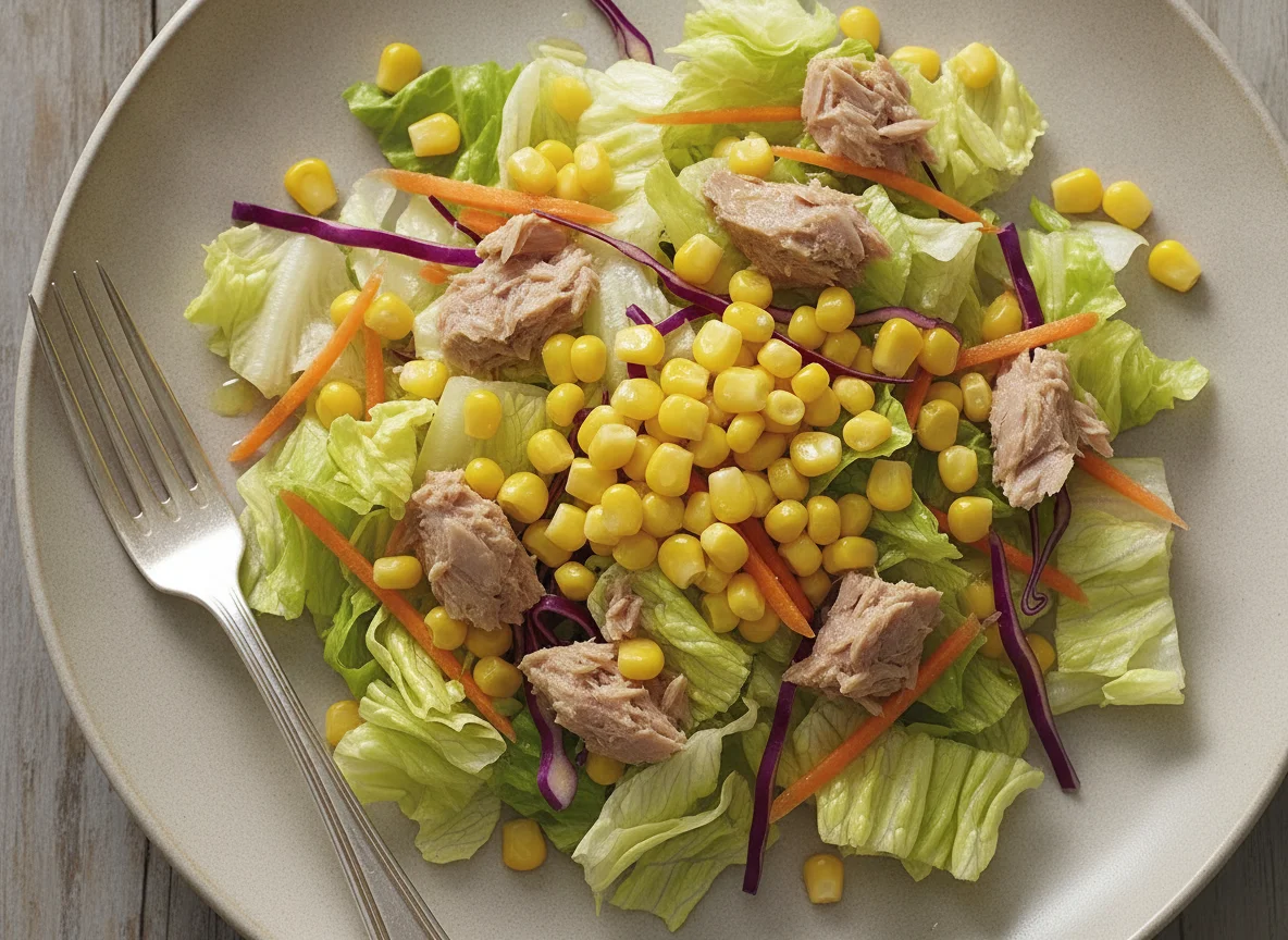 Mixed salad with tuna and corn photo