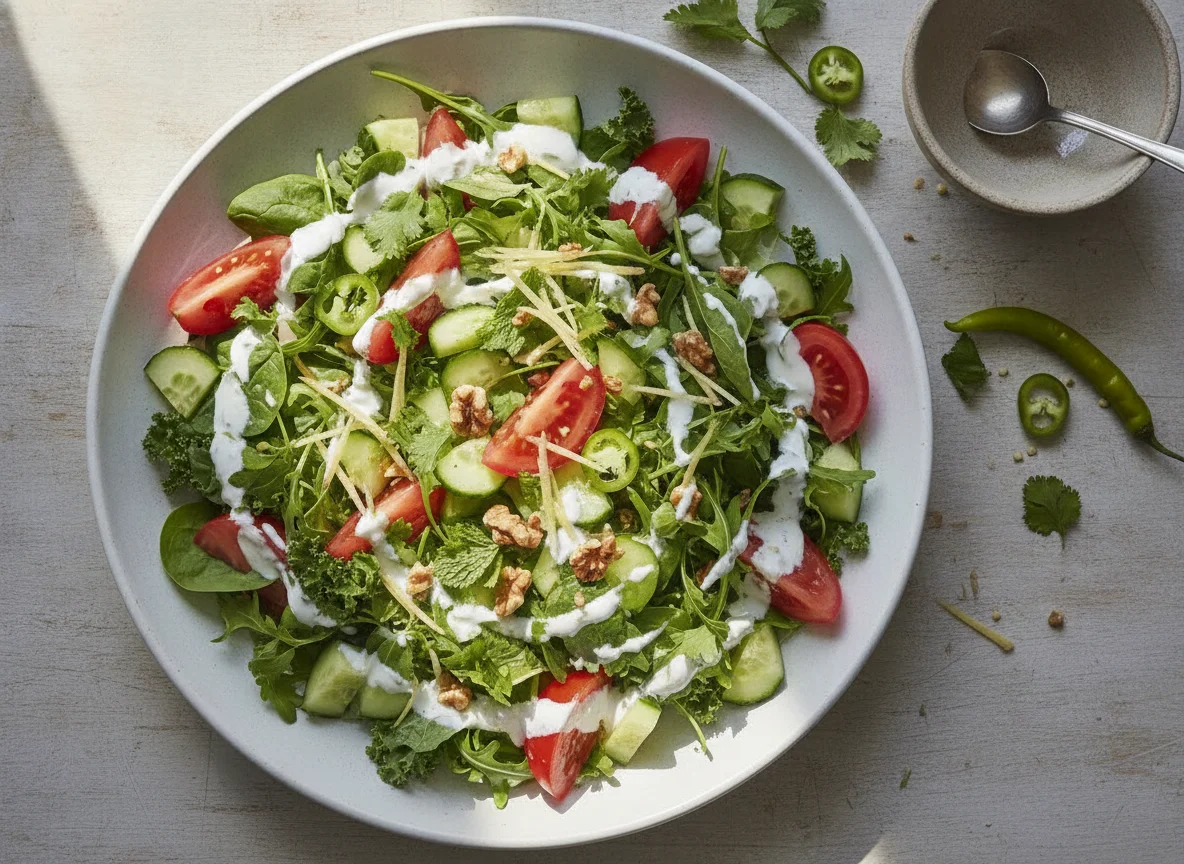 Mixed Salad with Yogurt and Green Chili photo
