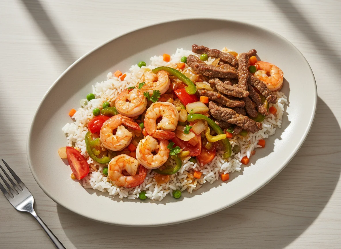 Mixed Seafood and Meat with Rice photo