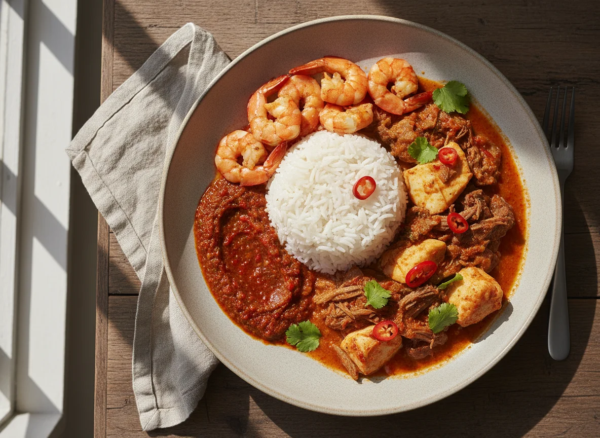 Mixed Seafood and Rice Meal photo