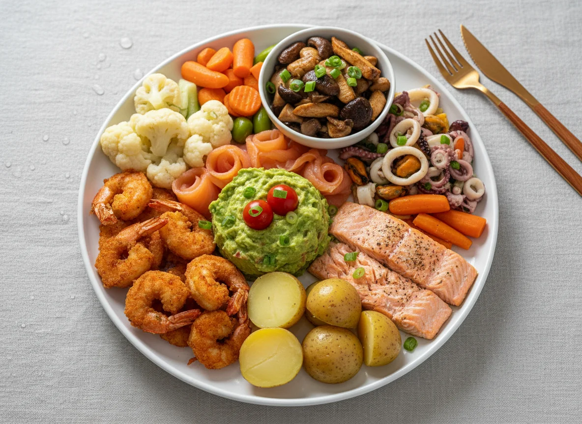 Mixed Seafood and Vegetable Platter photo