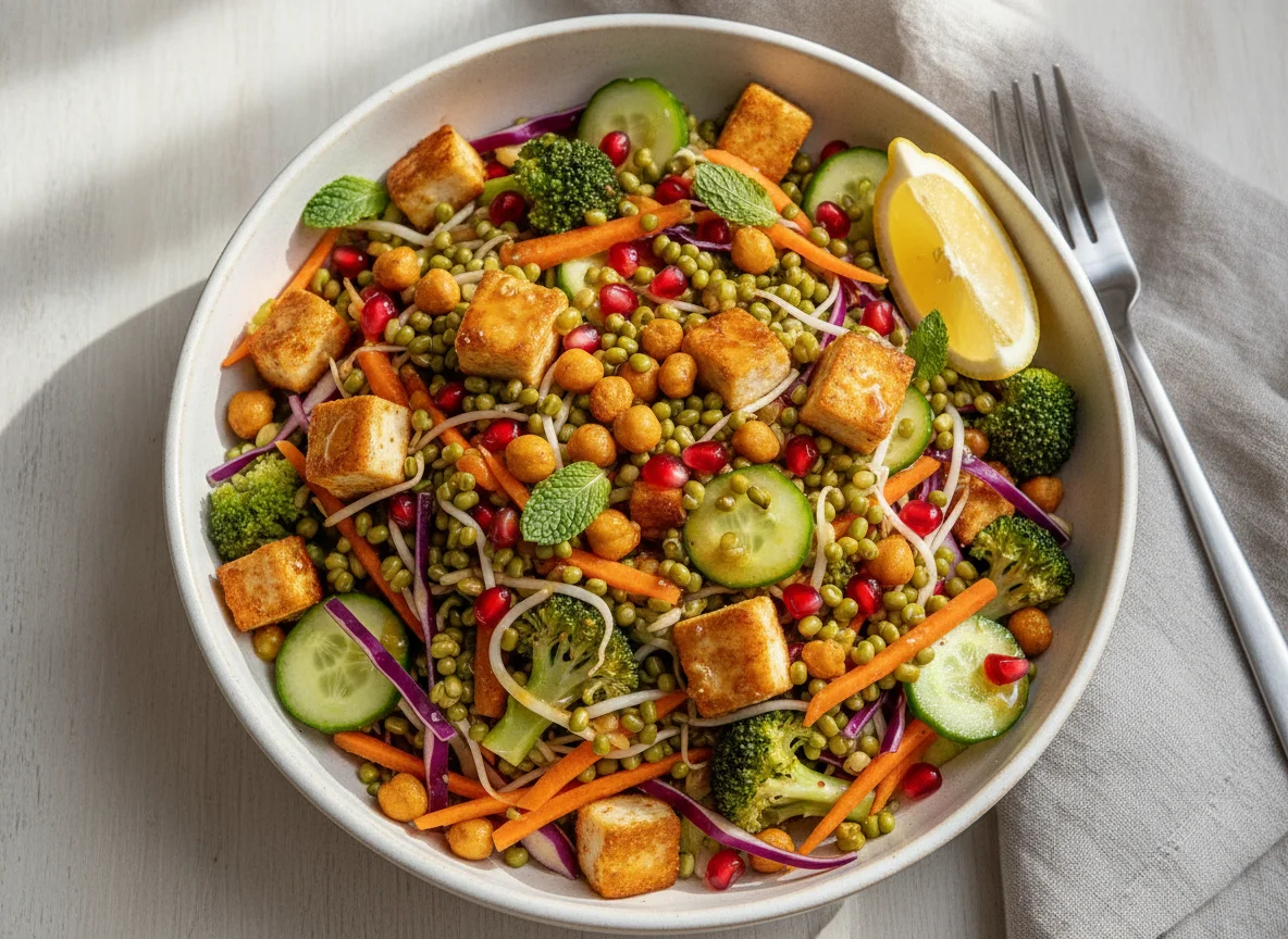 Mixed Sprout and Vegetable Salad with Paneer photo