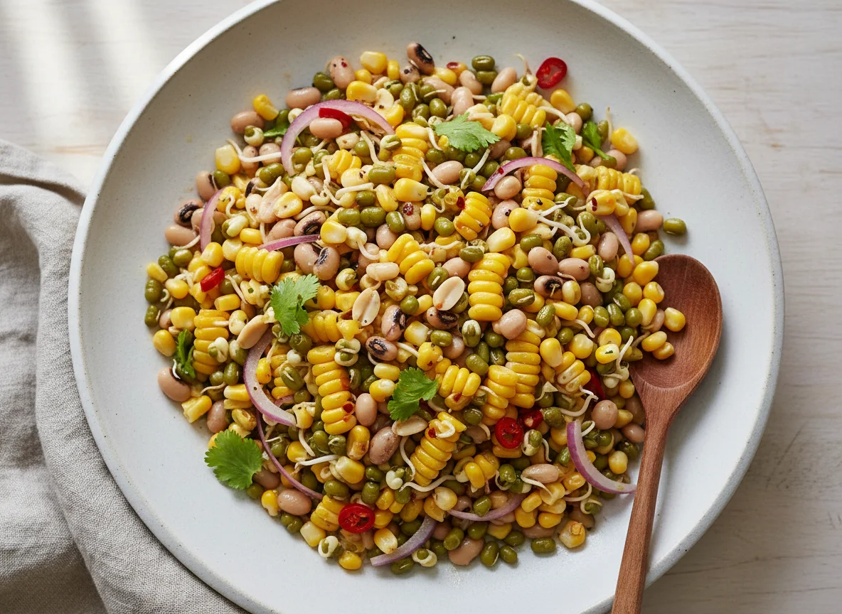 Mixed Sprouted Beans and Corn Salad photo