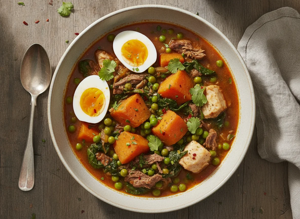 Mixed Stew with Eggs and Sweet Potato photo