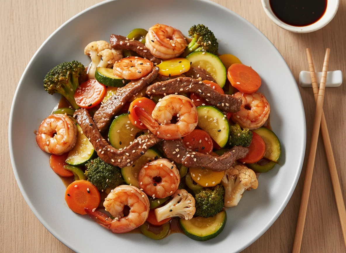 Mixed Stir-fry with Shrimp and Vegetables photo