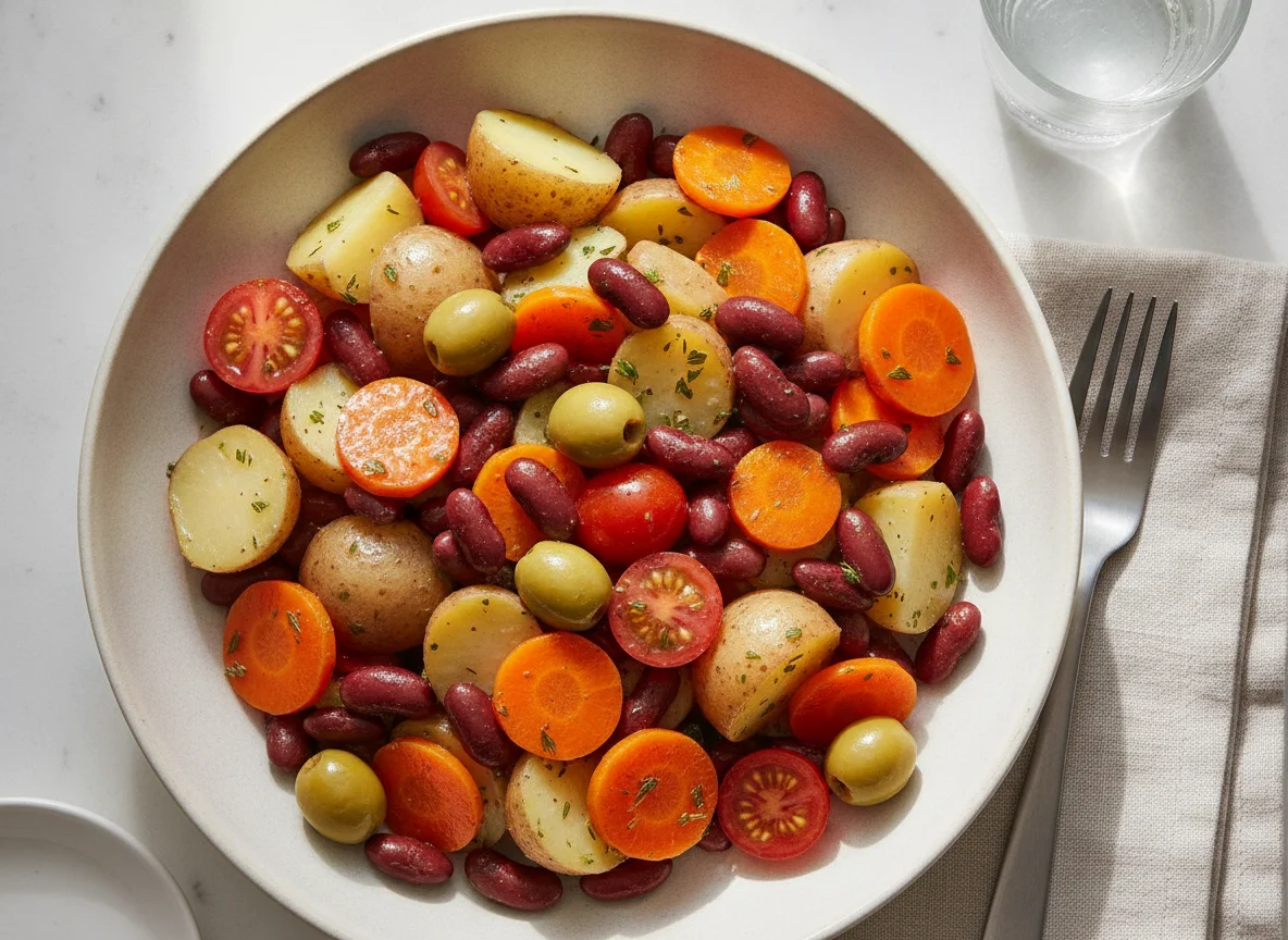 Mixed vegetable and bean salad photo