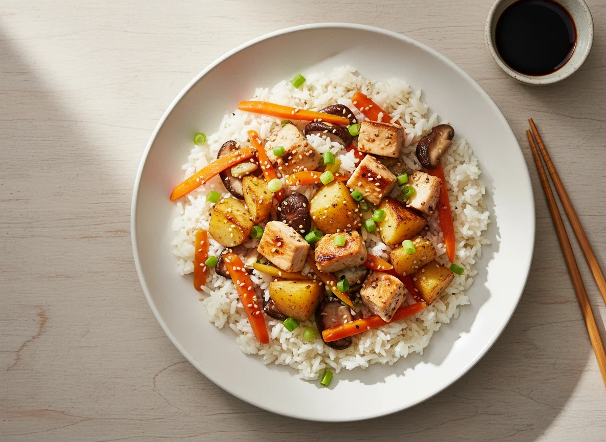 Mixed Vegetable and Chicken Rice photo