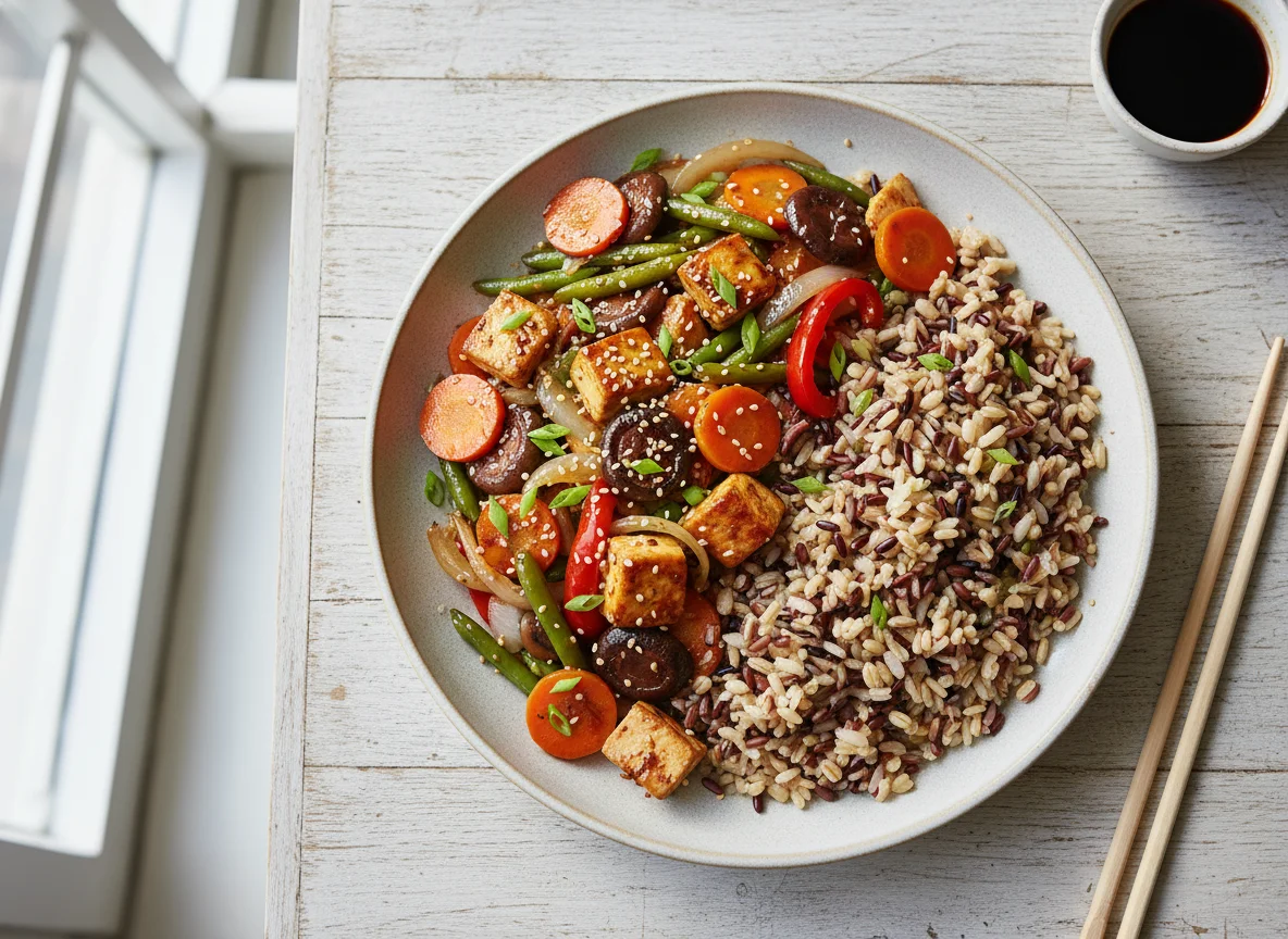 Mixed Vegetable and Chicken/Tofu with Rice photo