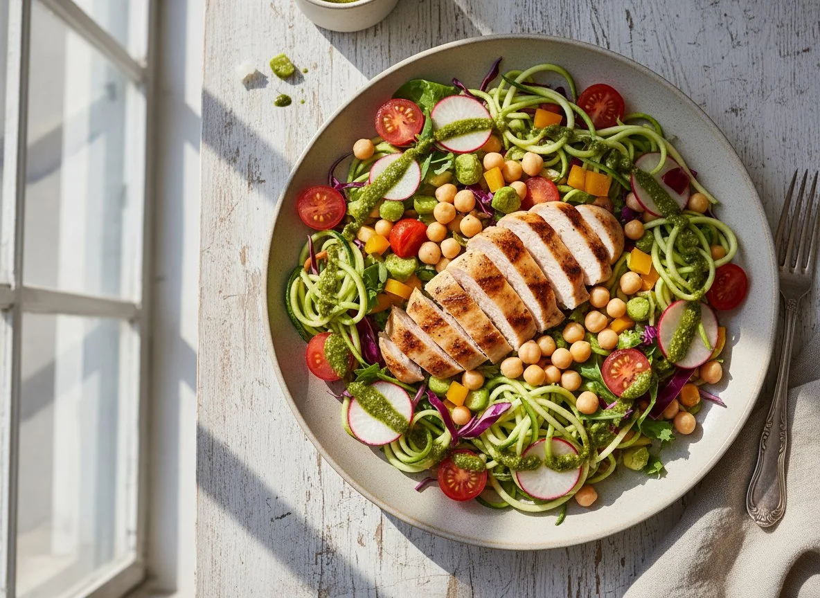 Mixed Vegetable and Legume Salad with Chicken photo